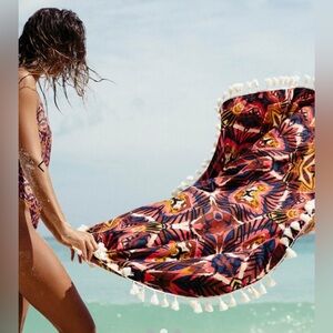 Billabong Sunny Beach Blanket Towel Tassels  56in X 50in. Oval Shape